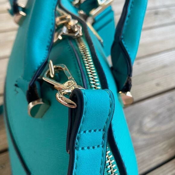 Isabelle Teal Green Vegan Leather Bowler Style Bag & Matching Wallet - Picture 9 of 15